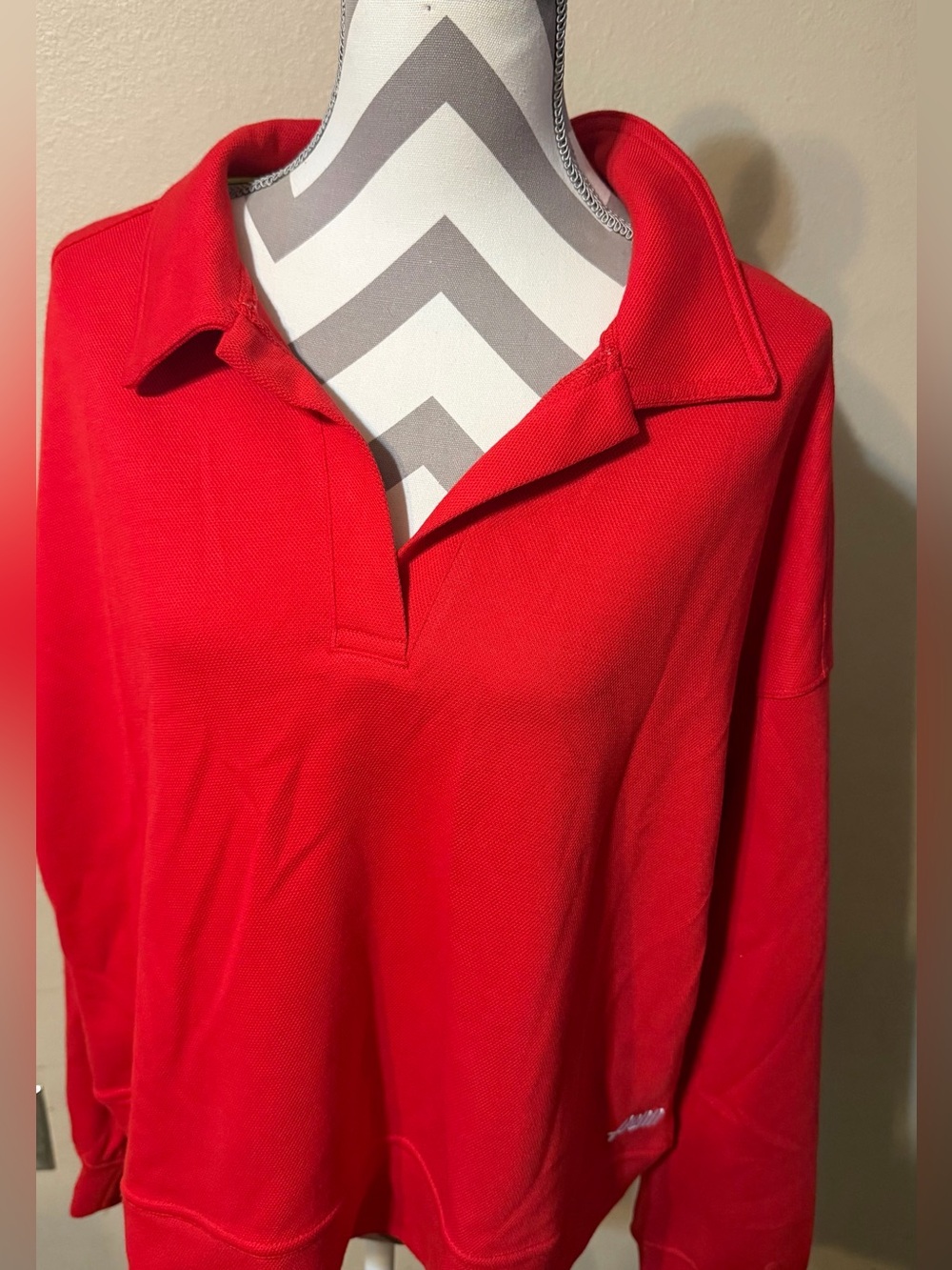 Woman tennis Red Collared Long-Sleeve Women's Top PENN sweater large NWT